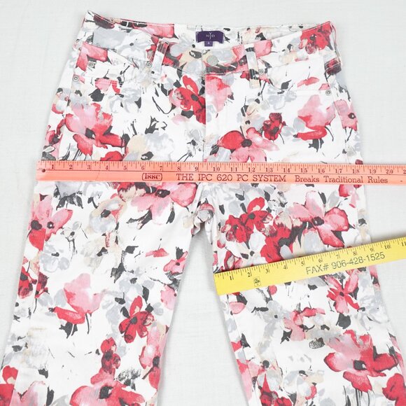 NYDJ Pink Floral Ankle Jeans Women's 6 Lift Tuck Stretch Denim - Picture 14 of 14